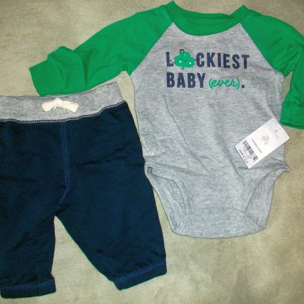 Carter's Luckiest Baby Ever Saint Patrick's Day Irish 2 Piece Onsie Outfit